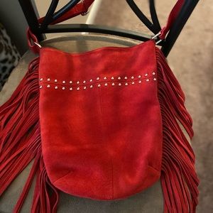 Paradox red suede crossbody bag